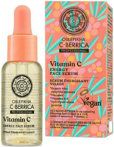 Natura Siberica Oblepikha C-berrica Professional Energy Moisturizing & Anti-aging Serum Face with Vitamin C & Vitamin B5 for Detoxification & Radiance 30ml