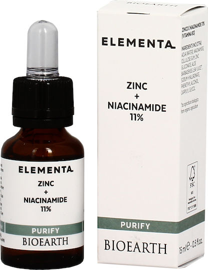 Bioearth Zinc + Niacinamide 11% Moisturizing Serum Face with Niacinamide for Detoxification 15ml