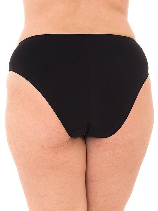 Cotton high-waisted panties with lace on the side - Black