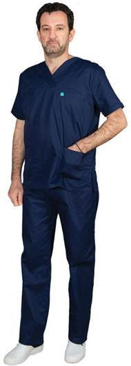 Alezi Unisex Σετ Ιατρικό Παντελόνι και Μπλούζα Navy Μπλε από Βαμβάκι και Πολυεστέρα