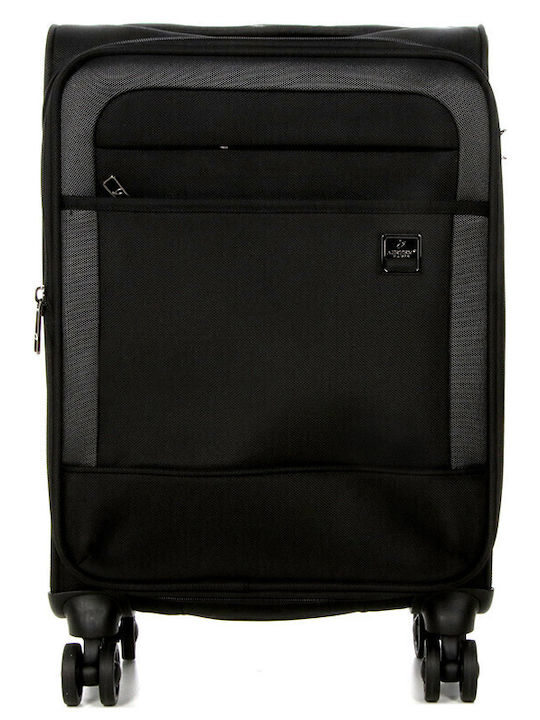 Airtex Paris 27930 Cabin Travel Suitcase Fabric Black with 4 Wheels Height 35cm