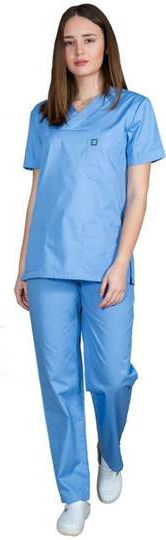 Alezi Classic Unisex Medical Pants and Blouse Set Light Blue Cotton and Polyester