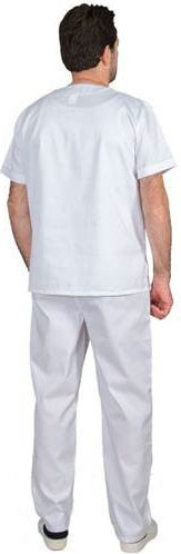 Alezi Classic Unisex Σετ Ιατρικό Παντελόνι και Μπλούζα Λευκό από Βαμβάκι και Πολυεστέρα