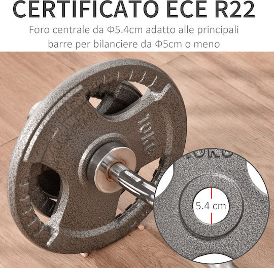 HomCom Set Discuri De Tip Olimpic 6buc Greutate Totală 35kg Φ50mm cu Mânere