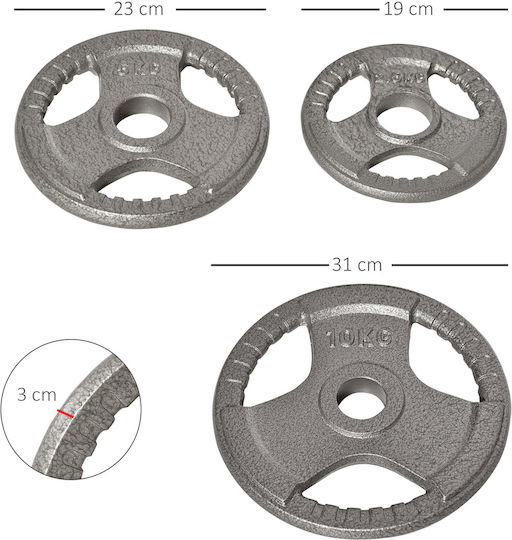 HomCom Set Discuri De Tip Olimpic 6buc Greutate Totală 35kg Φ50mm cu Mânere