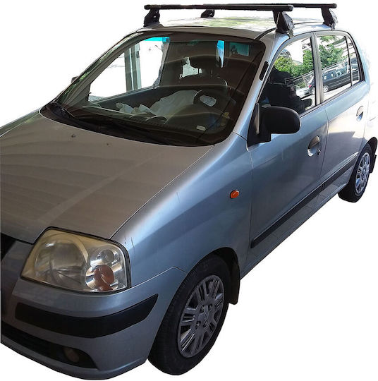 Menabo Metallic Car Roof Bars for Hyundai Atos 5D Set with Roof Rack Legs Silver