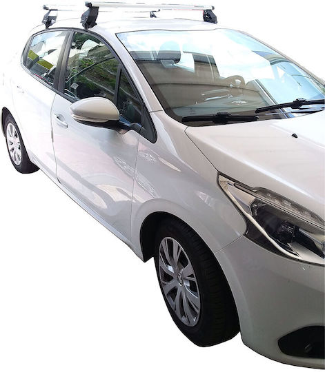 Menabo Aluminum Car Roof Bars for Peugeot 208 5D Set with Roof Rack Legs Silver