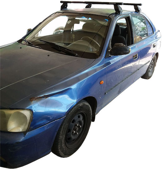 Menabo Metallic Car Roof Bars for Hyundai Accent 5D Set with Roof Rack Legs Silver