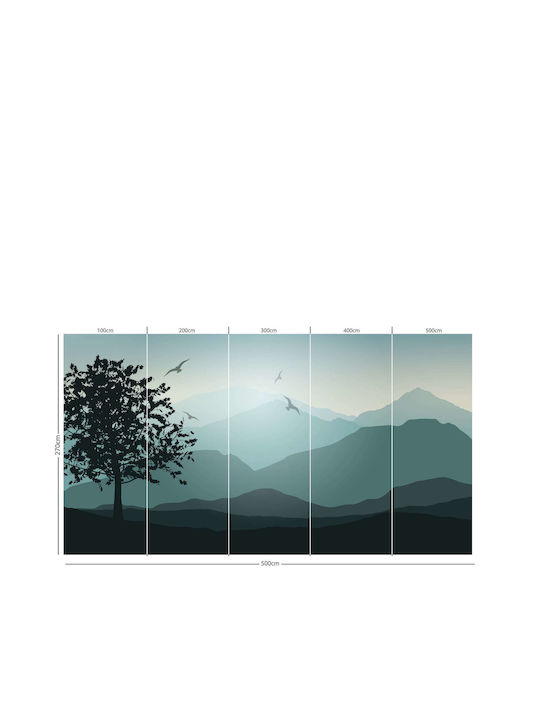 Wallpaper tree on a mountain skyline - 100cm heightX100cm width - Marburg (Glued) - No