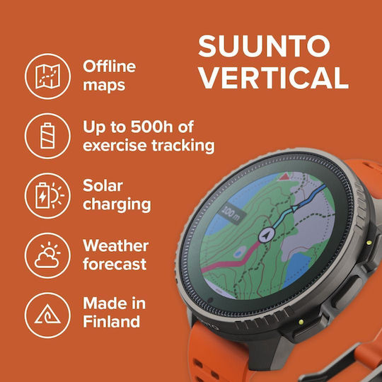 Suunto Vertical Titanium 49mm Waterproof Smartwatch with Heart Rate Monitor (Canyon)