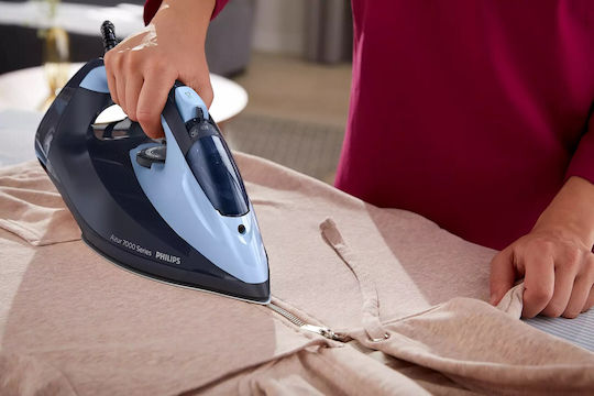 Philips Steam Iron 2800W with Non-stick Plate and Continuous Steam Supply 50g/min Light/Dark Blue