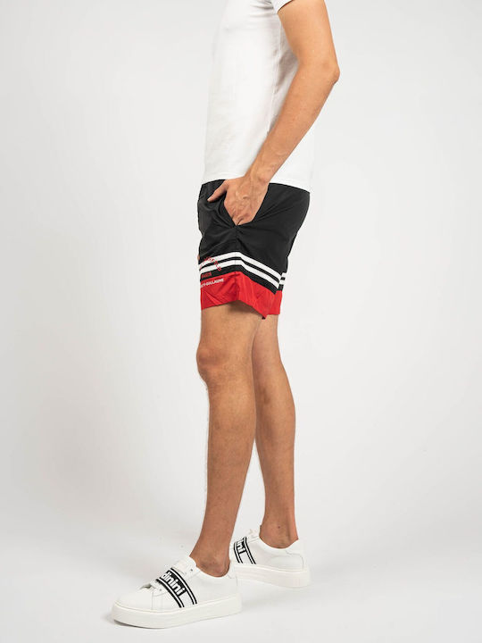Costum De Baie Bărbați Bermude Negre Cu Dungi