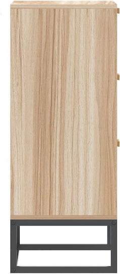 Wooden & Metallic Chest of Drawers with 3 Drawers 60x30x75cm