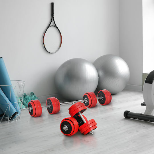 HomCom Barbell and Dumbbell Dumbbell Set with Bar 25kg