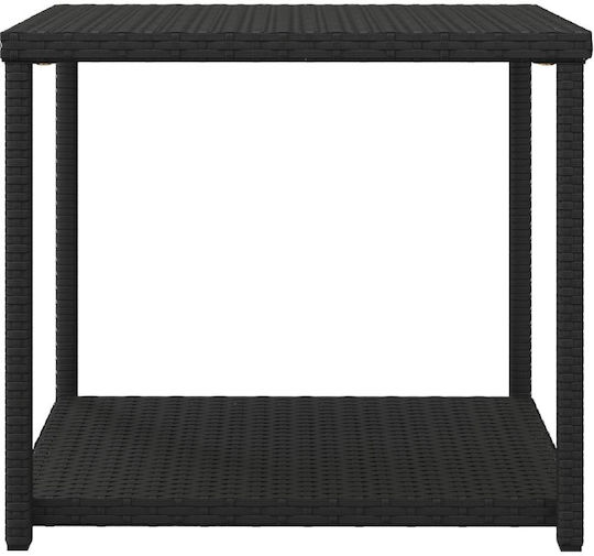 Black Synthetic Auxiliary Outdoor Rattan Table Black 55x45x49cm