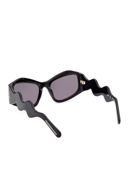 GCDS Women's Sunglasses with Black Plastic Frame and Gray Lens GD0023 01A