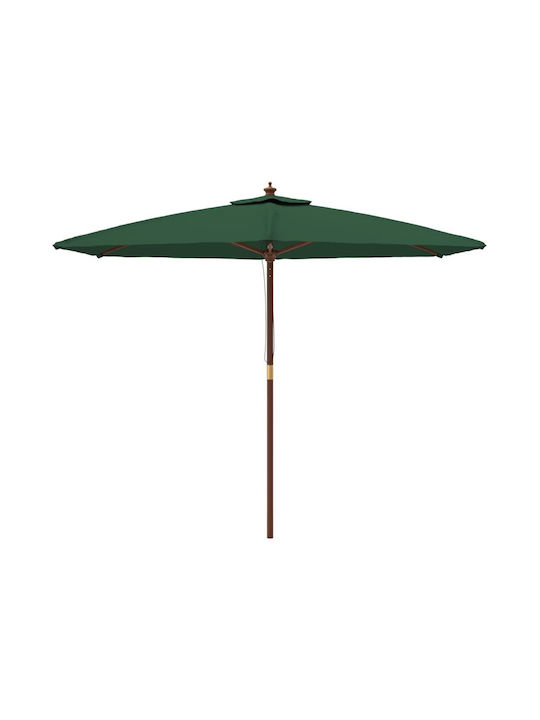 Round Wooden Green Garden & Terrace Parasol Φ2.99xΥ2.4m