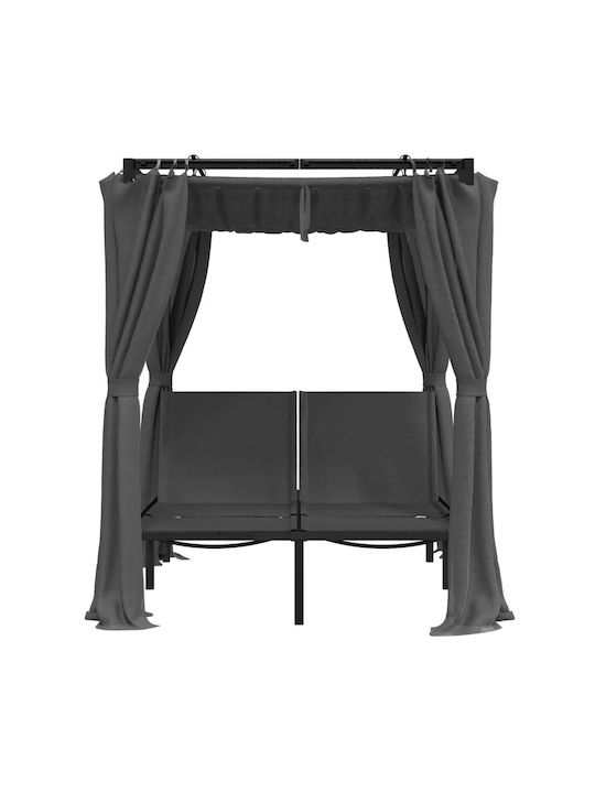 Sunbed Double Metal with Sunshade Black 207x153x204cm.