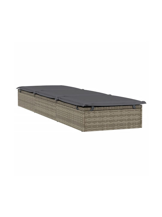 Sunbed Single Rattan with Cushion Gray with Table 201x55x20cm.