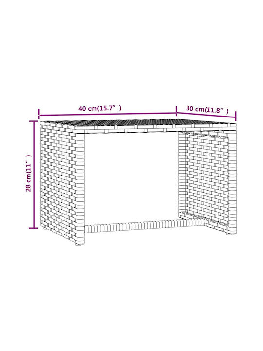 Sunbed Single Rattan with Cushion Gray with Table 201x55x20cm.