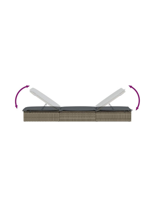 Sunbed Single Rattan with Cushion Gray 201x55x62cm.