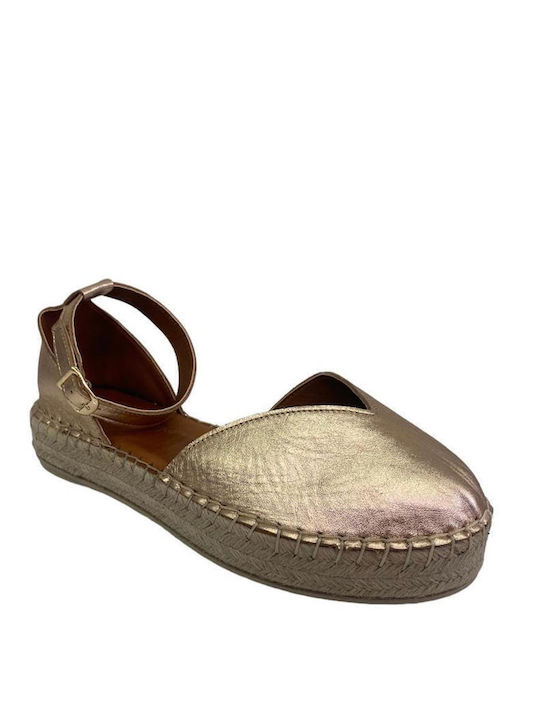 Commanchero Original Lederne Damen Espadrilles in Gold Farbe