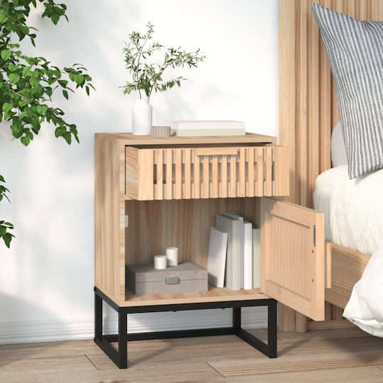 Ξύλινα Bedside Tables with Metallic Legs 2pcs Brown 40x30x55.5cm