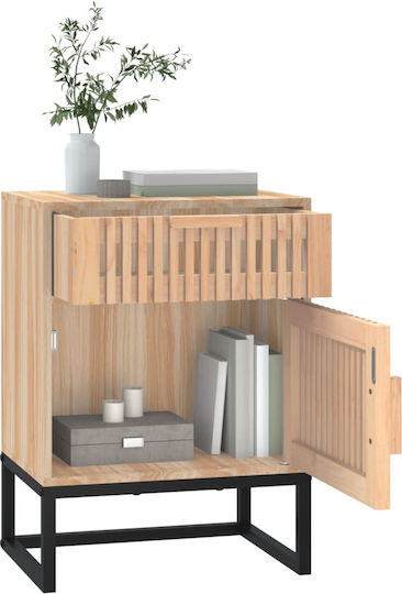 Ξύλινα Bedside Tables with Metallic Legs 2pcs Brown 40x30x55.5cm