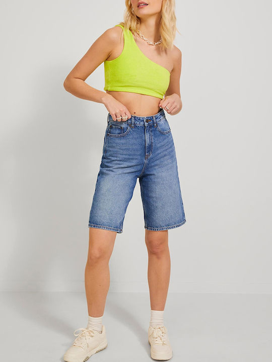 Jack & Jones Women's Summer Crop Top Cotton with One Shoulder Green