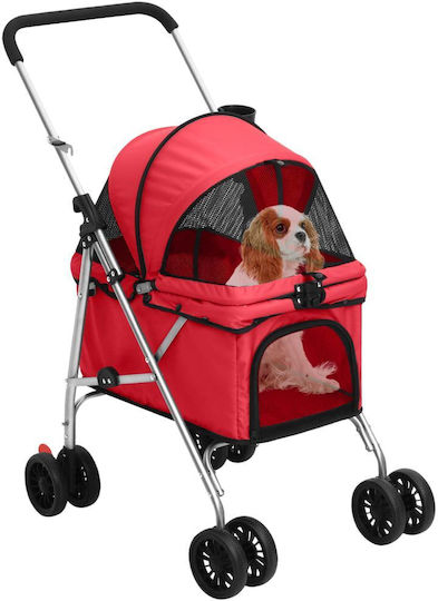 vidaXL Dog/Cat Carrying Red Stroller L76xW50xH100cm