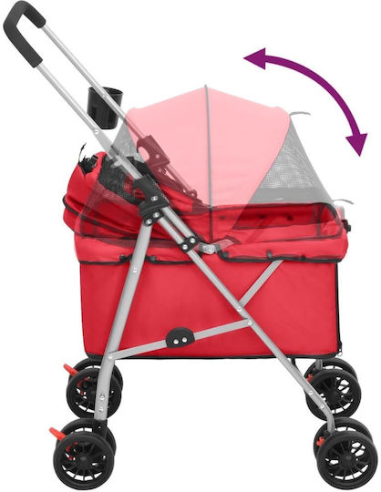 vidaXL Dog/Cat Carrying Red Stroller L76xW50xH100cm
