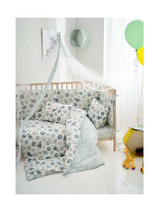 Vesta Home Set Baby Bettwäsche Für Krippe Baumwolle Blau 120x165cm 3Stück