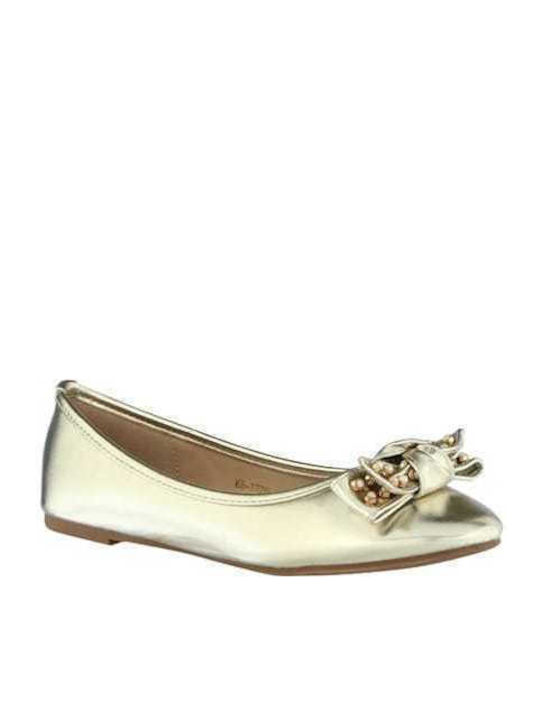 Feng Shoe Pantofi balerini pentru femei Ascuțițe in Auriu Culori Feng Shoe Pantofi balerini pentru femei Ascuțițe in Auriu Culori