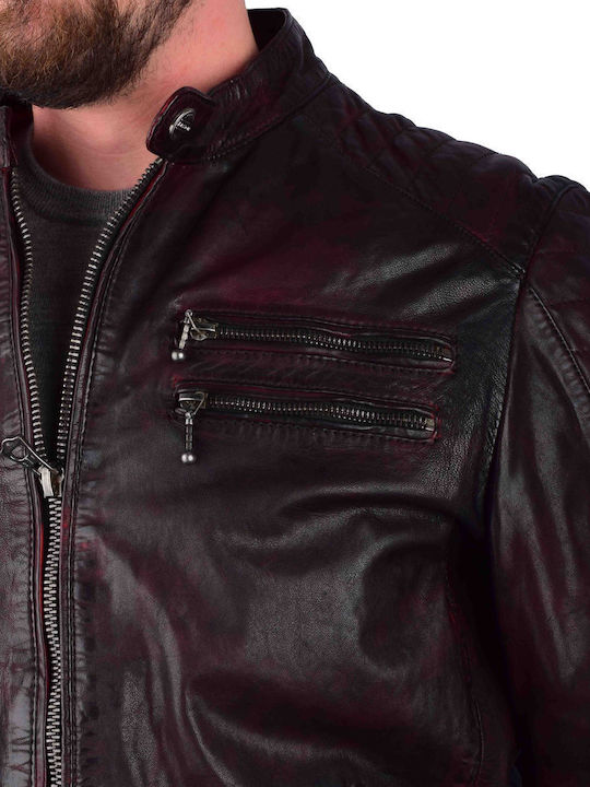 379 Leather Jacket Biker Burgundy