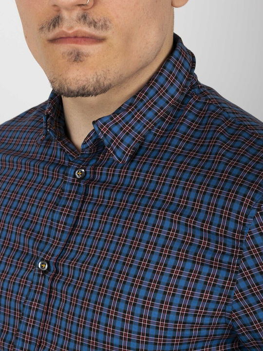 Long-sleeved Shirt Checked Blue