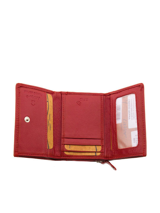 Small Leather Women's Wallet with RFID Red
