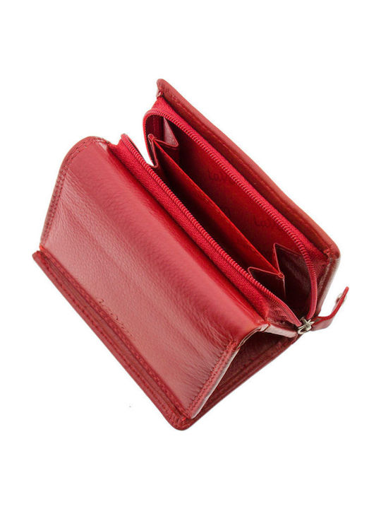 Small Leather Women's Wallet with RFID Red