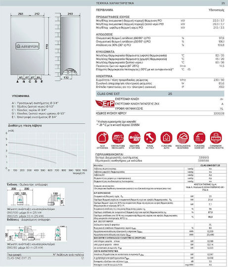 Ariston Clas One Ext 25 3301228 Стенен Котел Кондензация Газови с горелка 18487ккал/ч