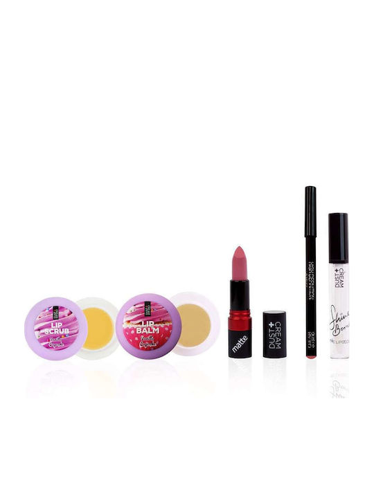 Dust+Cream Limited Edition Σετ Μακιγιάζ για τα Χείλη με Νεσεσέρ 6τμχ