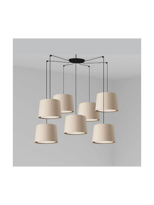 Faro Barcelona Samba Pendant Chandelier for 7 Bulbs E27 Beige