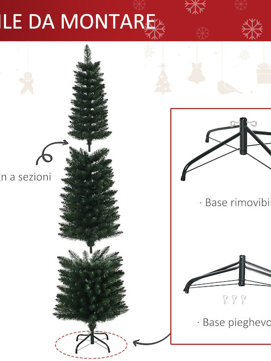 Christmas Slim Green Tree with Metallic Base H180cm