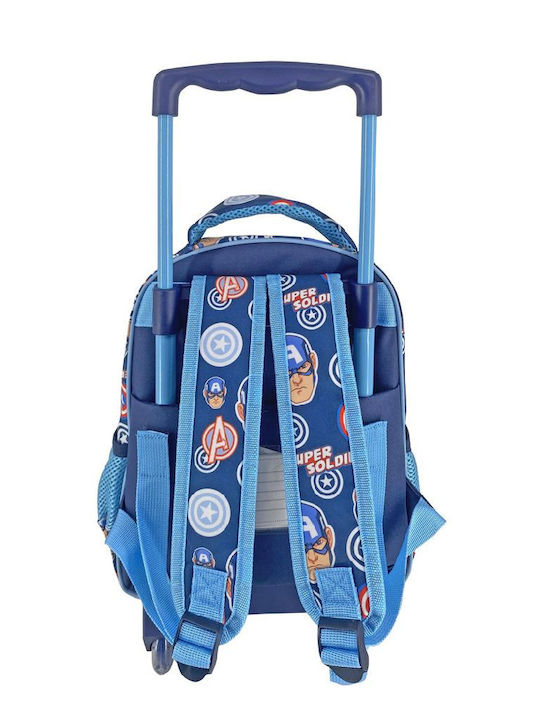 Must Captain America Super Soldier School Bag Trolley Kindergarten in Blue color