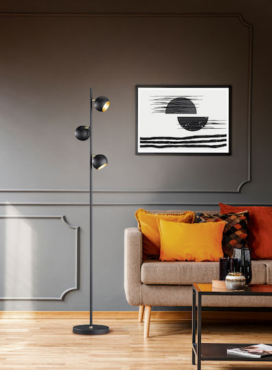 Trio Lighting Dakota Floor Lamp H155xW30cm. with Socket for Bulb G9 Black