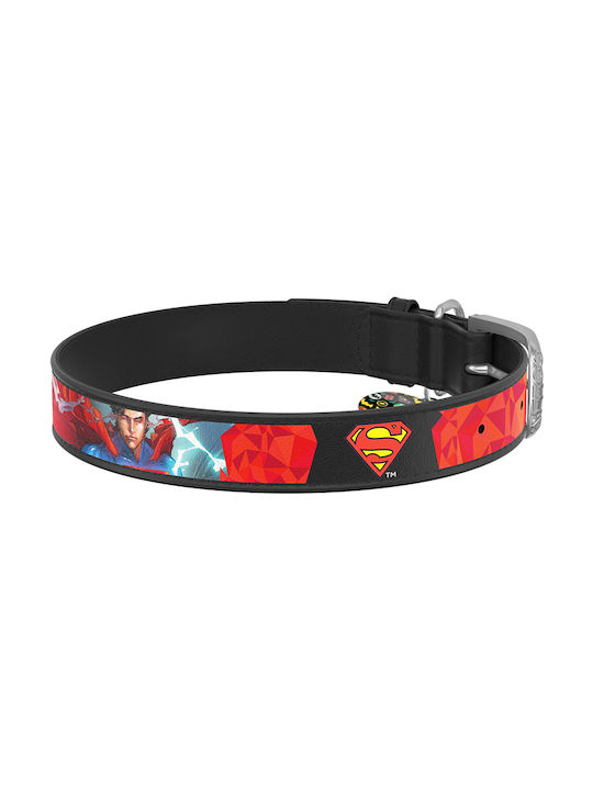 WauDog Superman 1 Dog Collar Leather In Red Colour 29 - 38cm