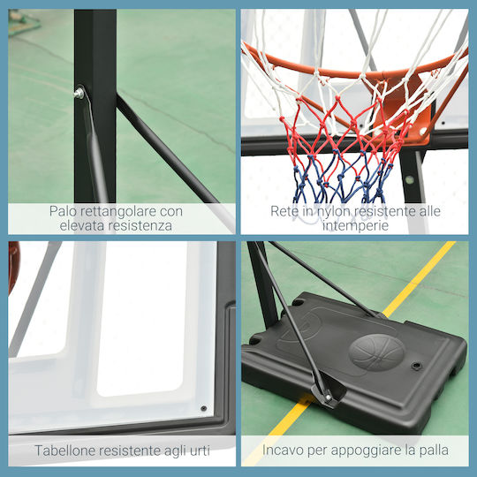HomCom Baskelball Hoop cu suport și înălțime ajustabilă 255-305buc