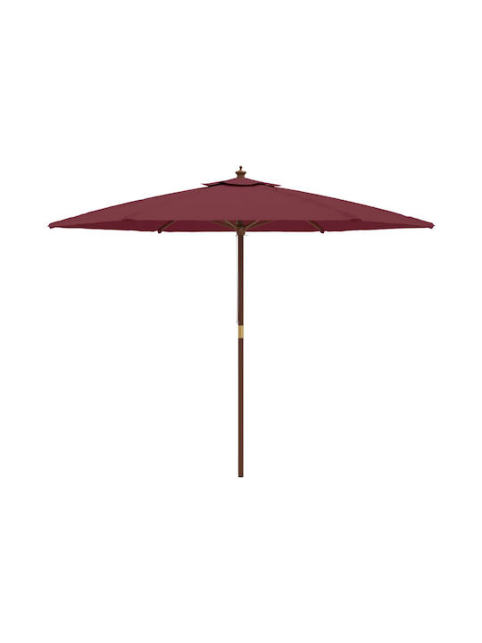 Round Wooden Burgundy Garden & Terrace Parasol F2.99xH2.4m