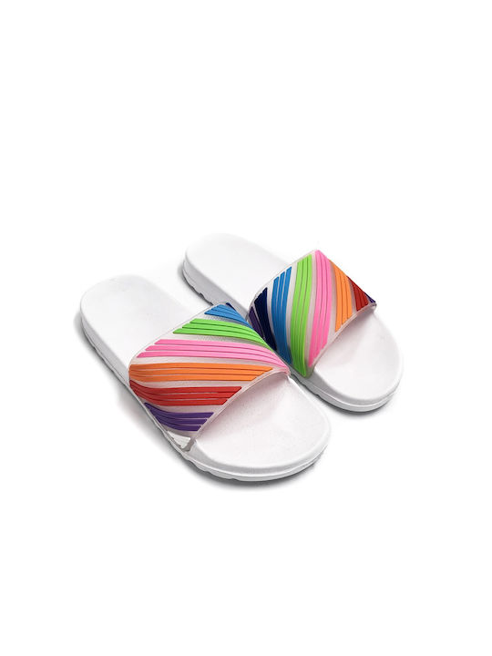 Jomix Women's Slides Rainbow White