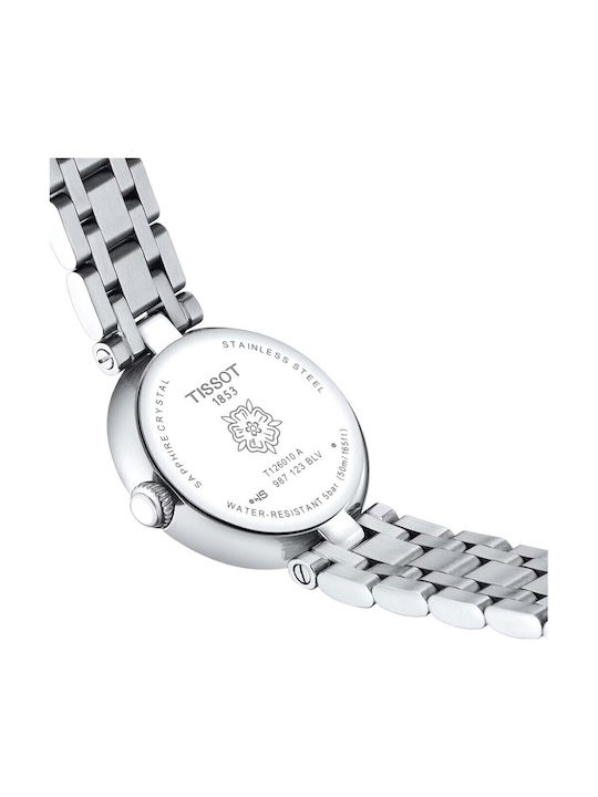 Tissot Bellissima Γυναικείο Ρολόι Μπαταρίας με Ασημί Μεταλλικό Μπρασελέ