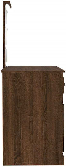 Bodenstehende Schminktisch Schlafzimmer Holz Braun mit Spiegel 90x50x132.5cm