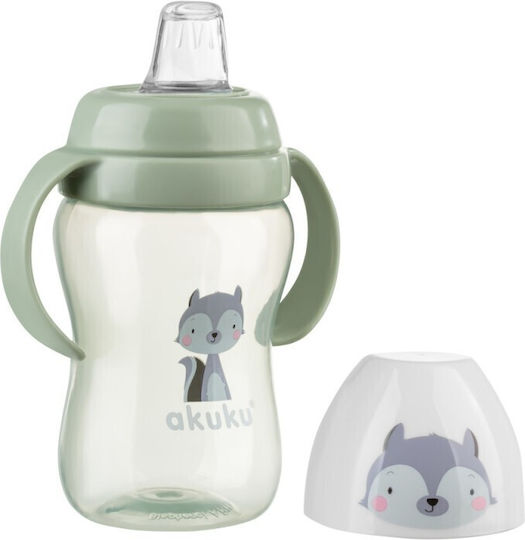 Akuku Raccoon Educational Sippy Cup Plastic with Handles Green for 6m+m+ 240ml